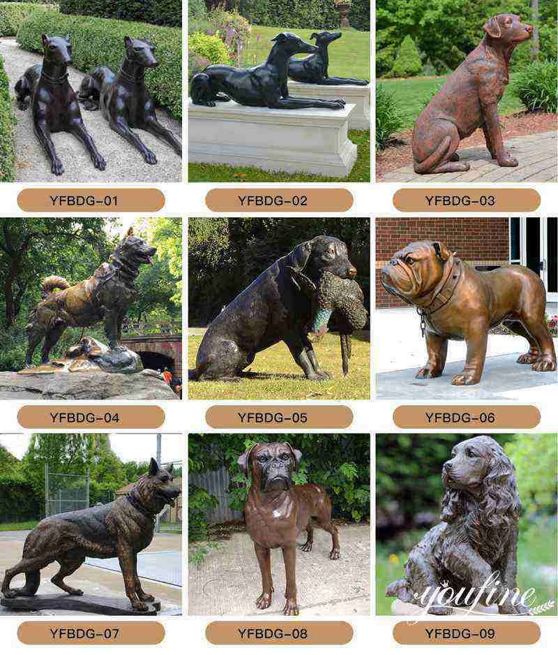 Life Size Antique Bronze Guardian Dog Statues Outdoor Yard Decor for Sale