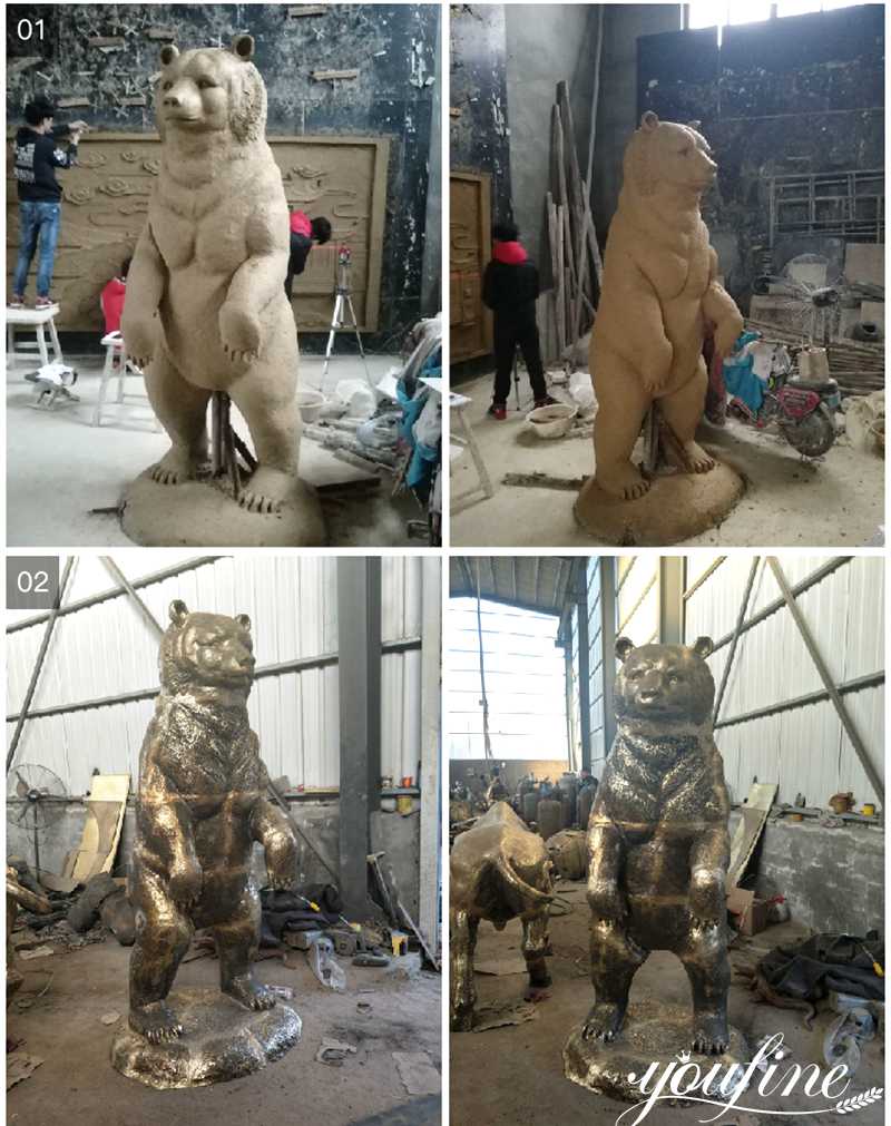 Outdoor Decorative Bronze Bear Statues for sale