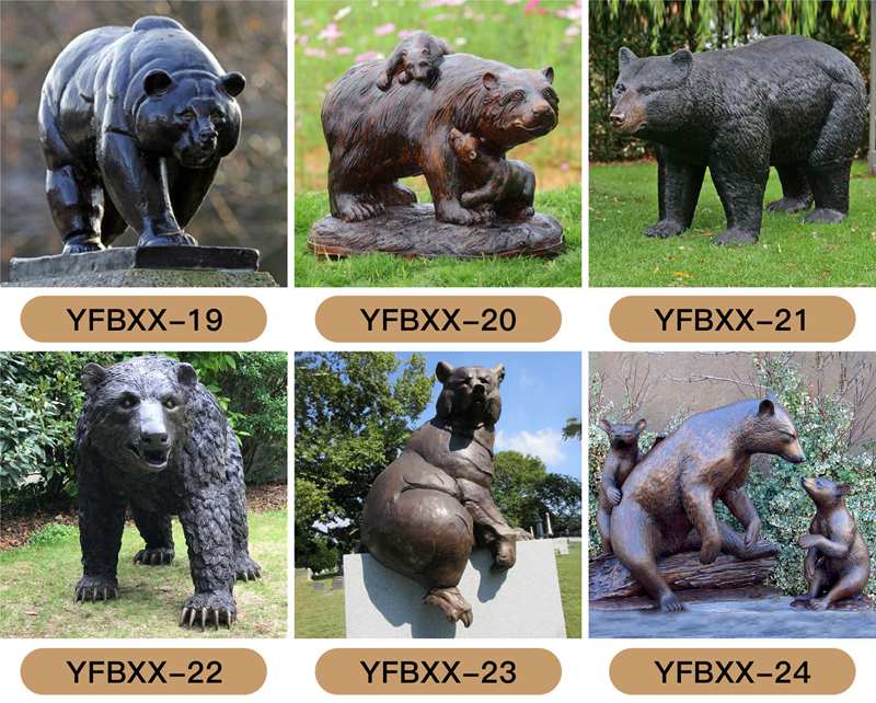 Hot Sale Life Size Bronze Bear Statues Outdoor Animal Decor factory supplier