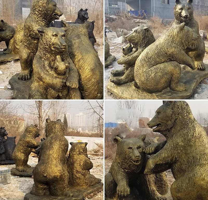 Hot Sale Life Size Bronze Bear Statues Outdoor Animal Decor factory supplier