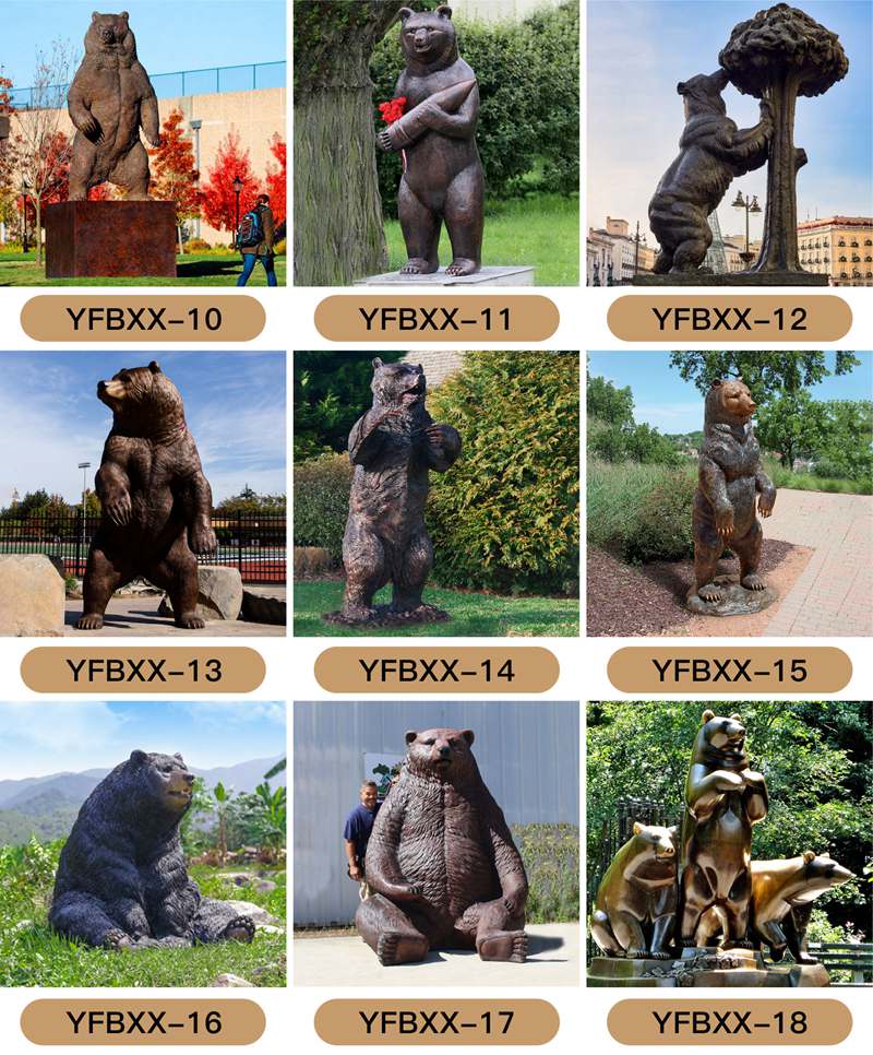 Hot Sale Life Size Bronze Bear Statues Outdoor Animal Decor factory supplier