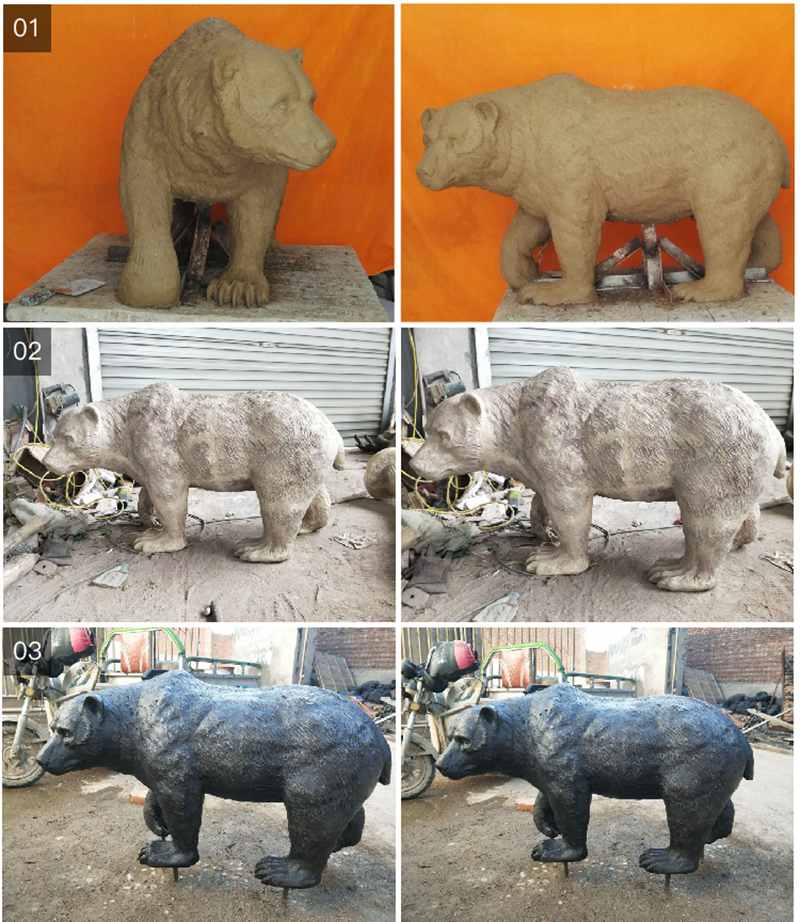 Large Outdoor Casting Bronze Bear Statue Modern Garden Decor Factory Supplier