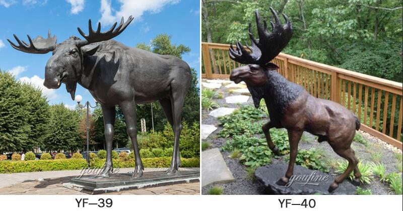 Large Wild Bronze Moose Sculpture Outdoor Forest Decor Factory Supplier