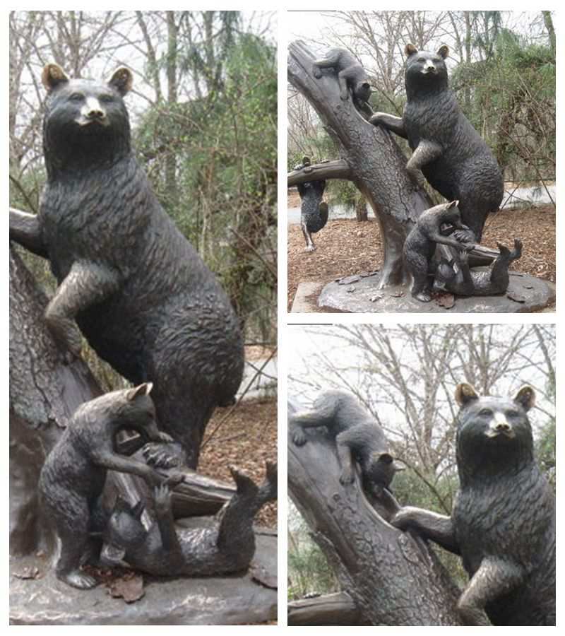 Hot Sale Life Size Bronze Bear Statues Outdoor Animal Decor factory supplier