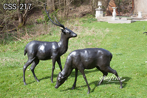 Life Size Antique Bronze Deer Statues Outdoor Garden Decor BOKK-287