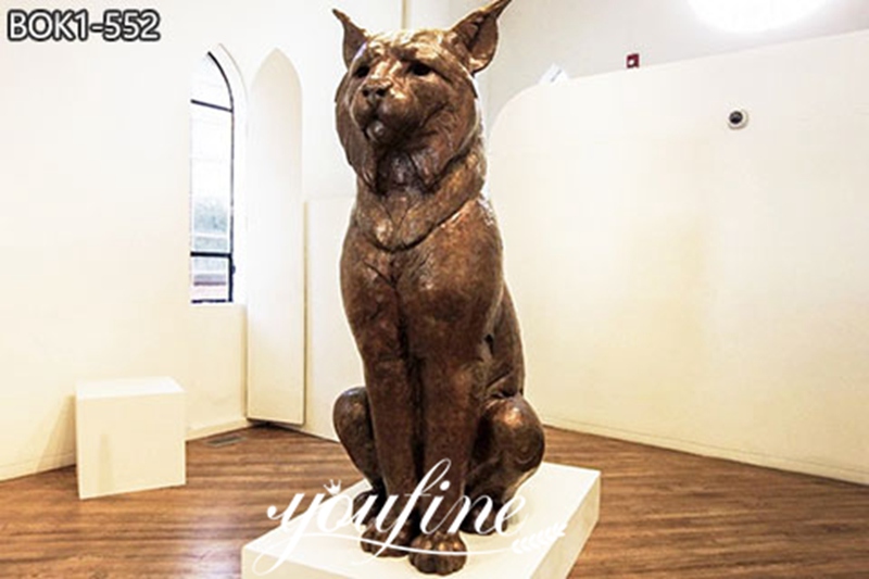 Large Wildlife Bronze Lynx Statue Campus Decoration for Sale BOK1-552