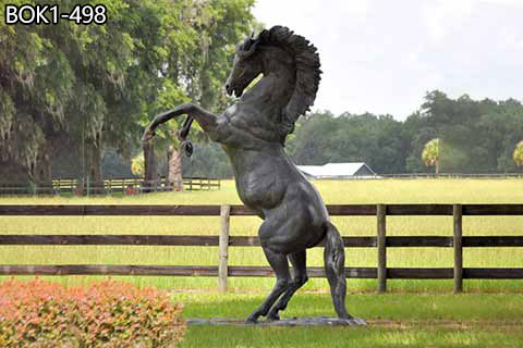 Outdoor Garden Life-Size Bronze Rearing Horse Statue for Sale BOK1-498