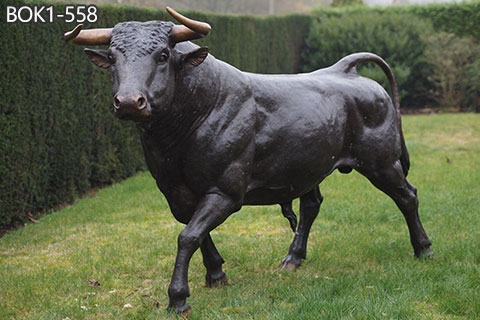 Life-Size Black Bronze Bull Statue Garden Decor Wholesale