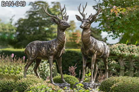 Life-Size Bronze Deer Garden Sculptures for Sale